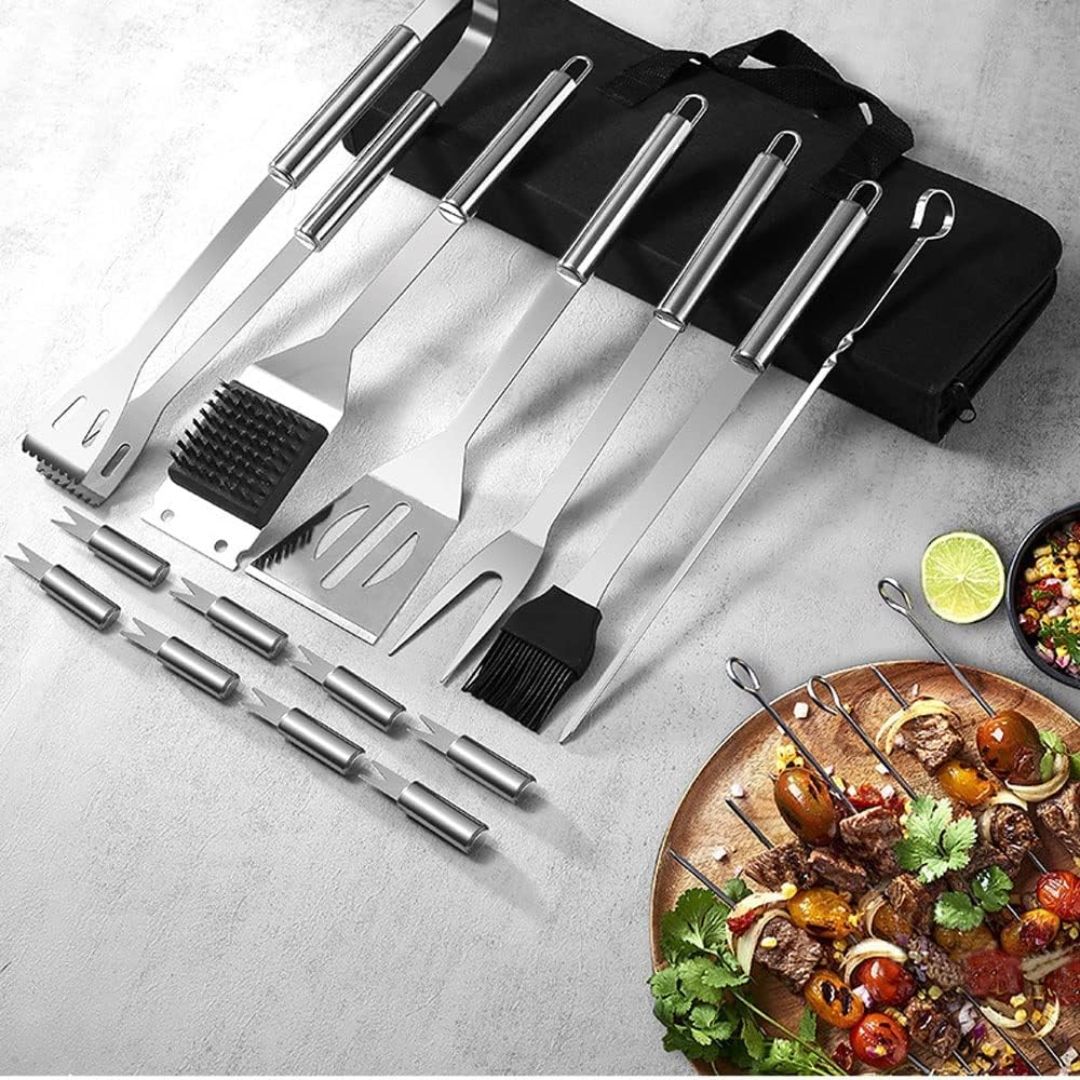 Kit Parrillero 15 Piezas: todo lo que necesitas para el asado, organizado en un estuche portátil