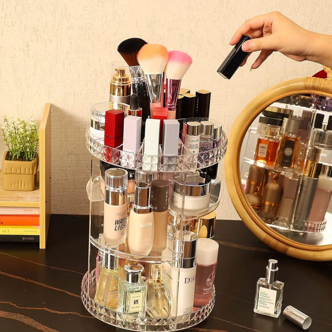 Organizador Giratorio de Maquillaje 360° – Orden, Estilo y Elegancia en un Solo Lugar