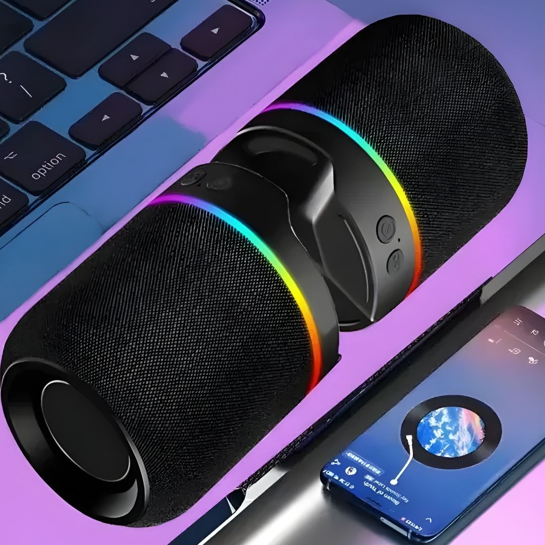 Altavoz Bluetooth M25: bajos potentes + sonido estéreo HD con luces RGB para armar el ambiente donde sea