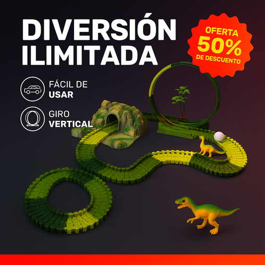 🦕✨ Pista de Dinosaurios + Carro Todo Terreno | Set Educativo y Armable