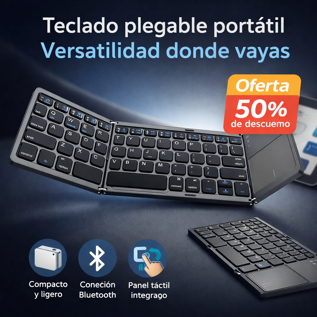 teclado plegable Bluetooth con touchpad