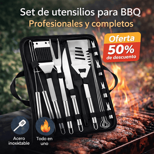 Kit Parrillero 15 Piezas: todo lo que necesitas para el asado, organizado en un estuche portátil