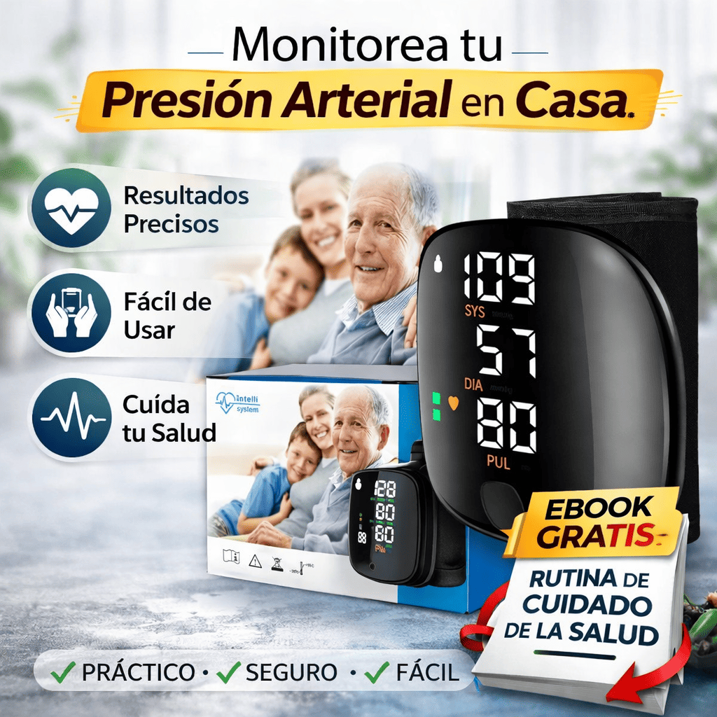 Monitor de Presión Arterial Automático Recargable: lecturas claras en pantalla LED + guía por voz (opcional).