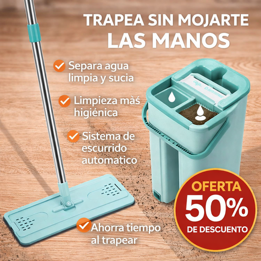 Set de Mopa con Cubo de Dos Compartimientos™ — Limpia Más Rápido y Sin Esfuerzo