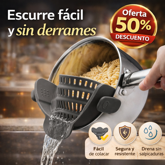 Colador de Silicona Ajustable – Cocina Fácil, Rápida y Sin Desorden