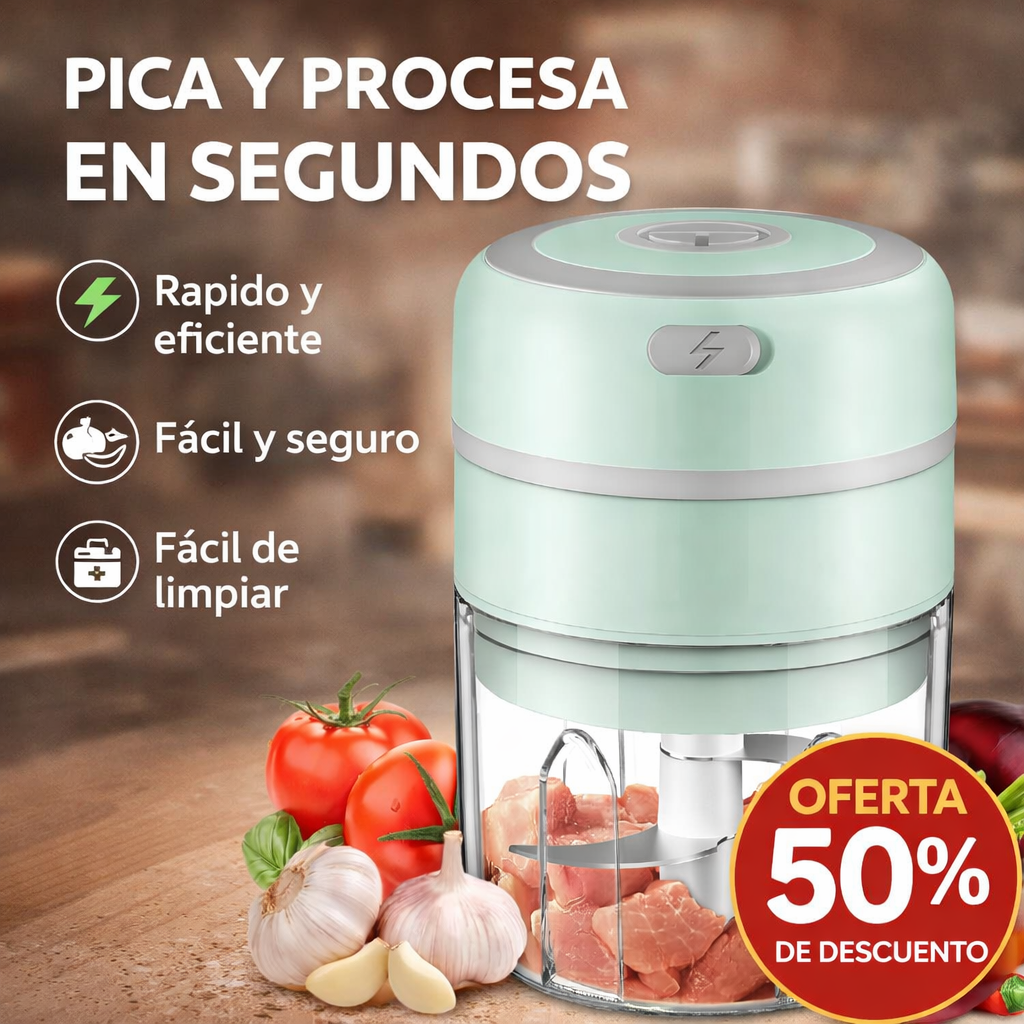 Picador Eléctrico Portátil - Pica tus ingredientes en segundos, sin esfuerzo
