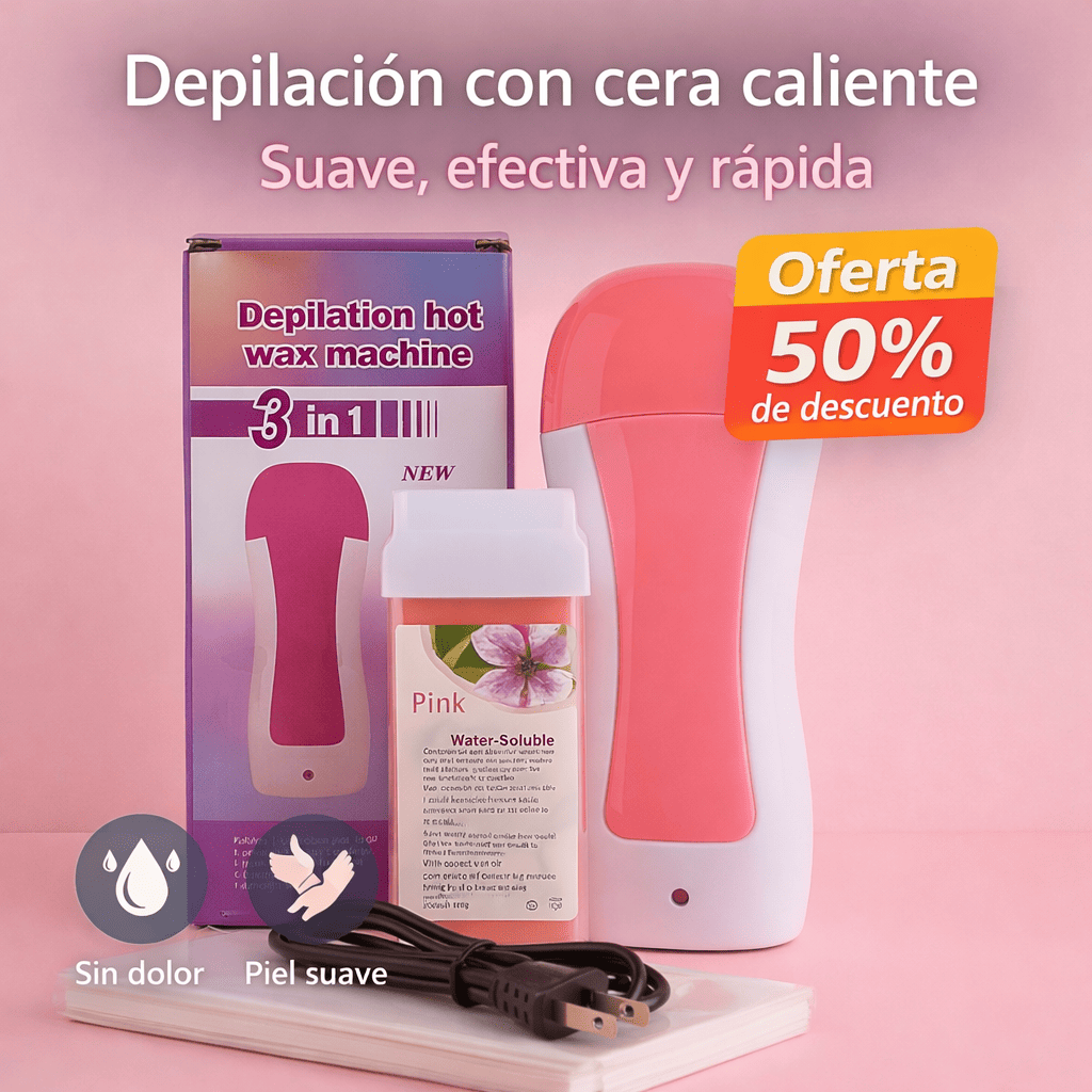 Cera Depilatoria Roll-On Premium + Calentador: depilación en casa, fácil y con acabado más parejo