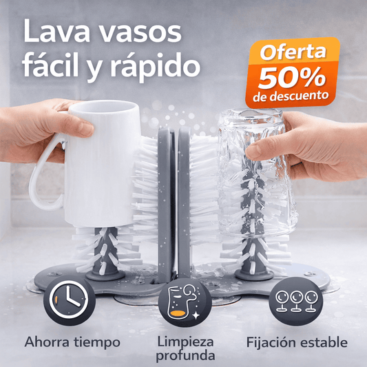 Cepillo Ventosa 360° para Vasos – Lava Más Rápido, Limpia Mejor y Sin Esfuerzo