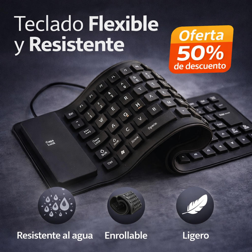 Teclado Flexible de Silicona USB – Portabilidad y Comodidad para Trabajar en Cualquier Lugar