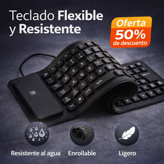 Teclado Flexible de Silicona USB – Portabilidad y Comodidad para Trabajar en Cualquier Lugar