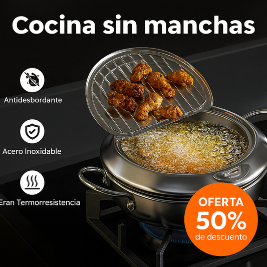 Freidora de Acero Inoxidable ProChef™ — Crocancia perfecta sin complicarte en la cocina