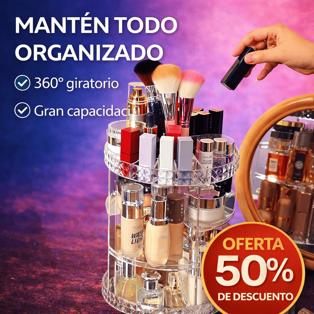 Organizador Giratorio de Maquillaje 360° – Orden, Estilo y Elegancia en un Solo Lugar