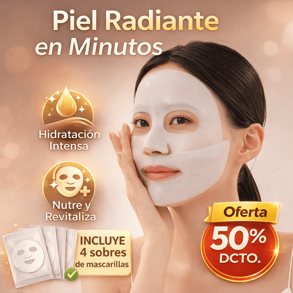 Máscara Facial HidraGlow (Sheet Mask) Kit incluye 4 sobres de Mascarilla