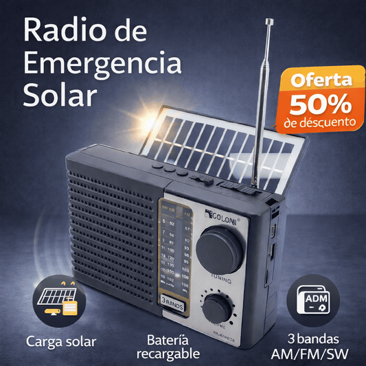 Radio Portátil Bluetooth Solar – Música y Señal en Cualquier Lugar
