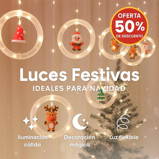 Luces LED Navideñas con Figuras – Decora tu hogar con un brillo mágico y festivo ✨