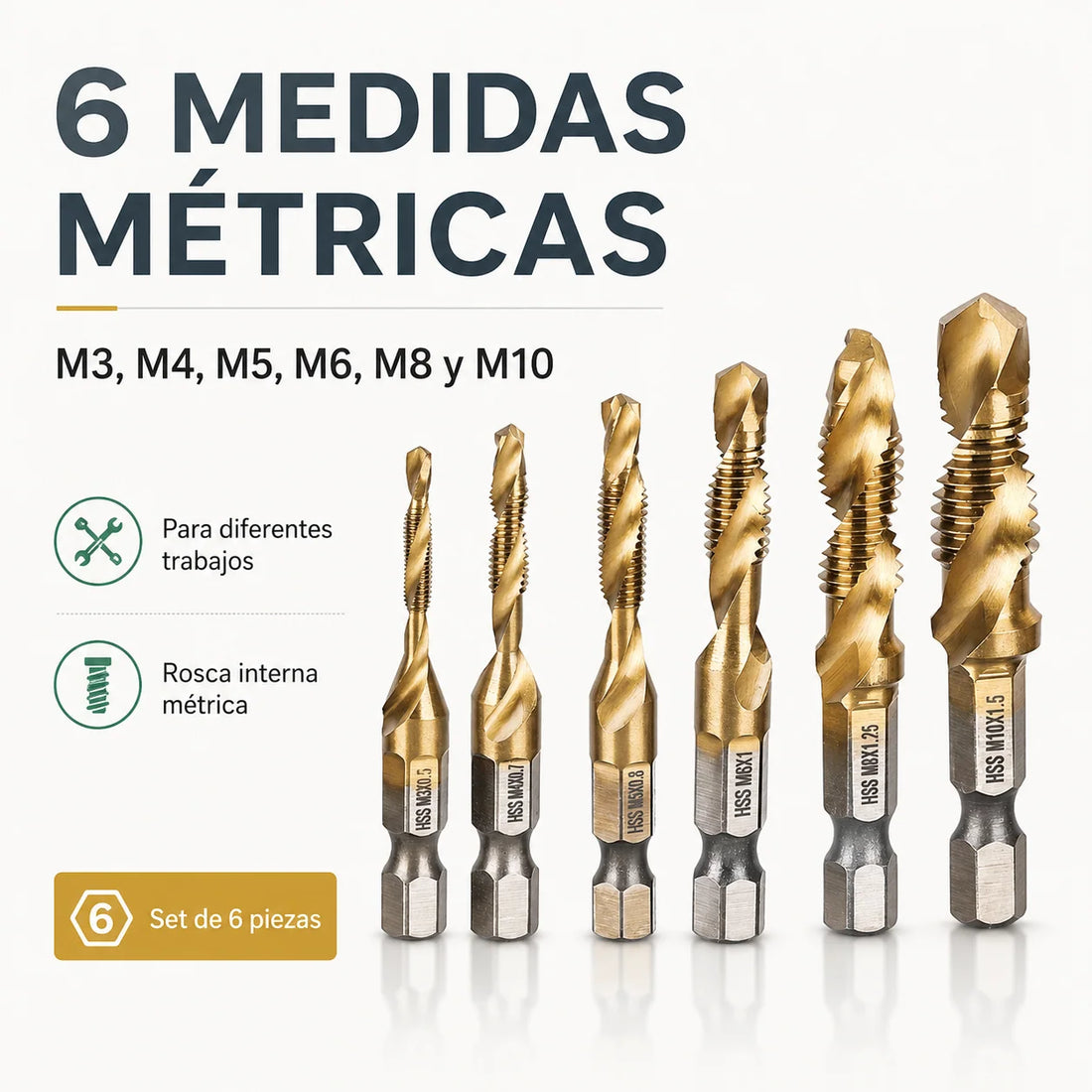 Juego De Broca Machuelo X 6 Piezas