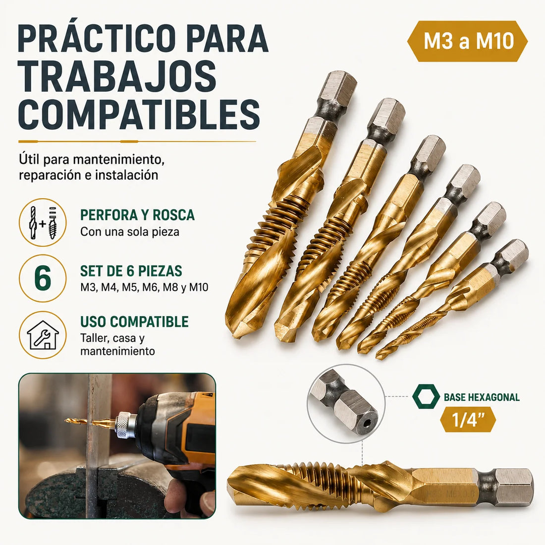 Juego De Broca Machuelo X 6 Piezas