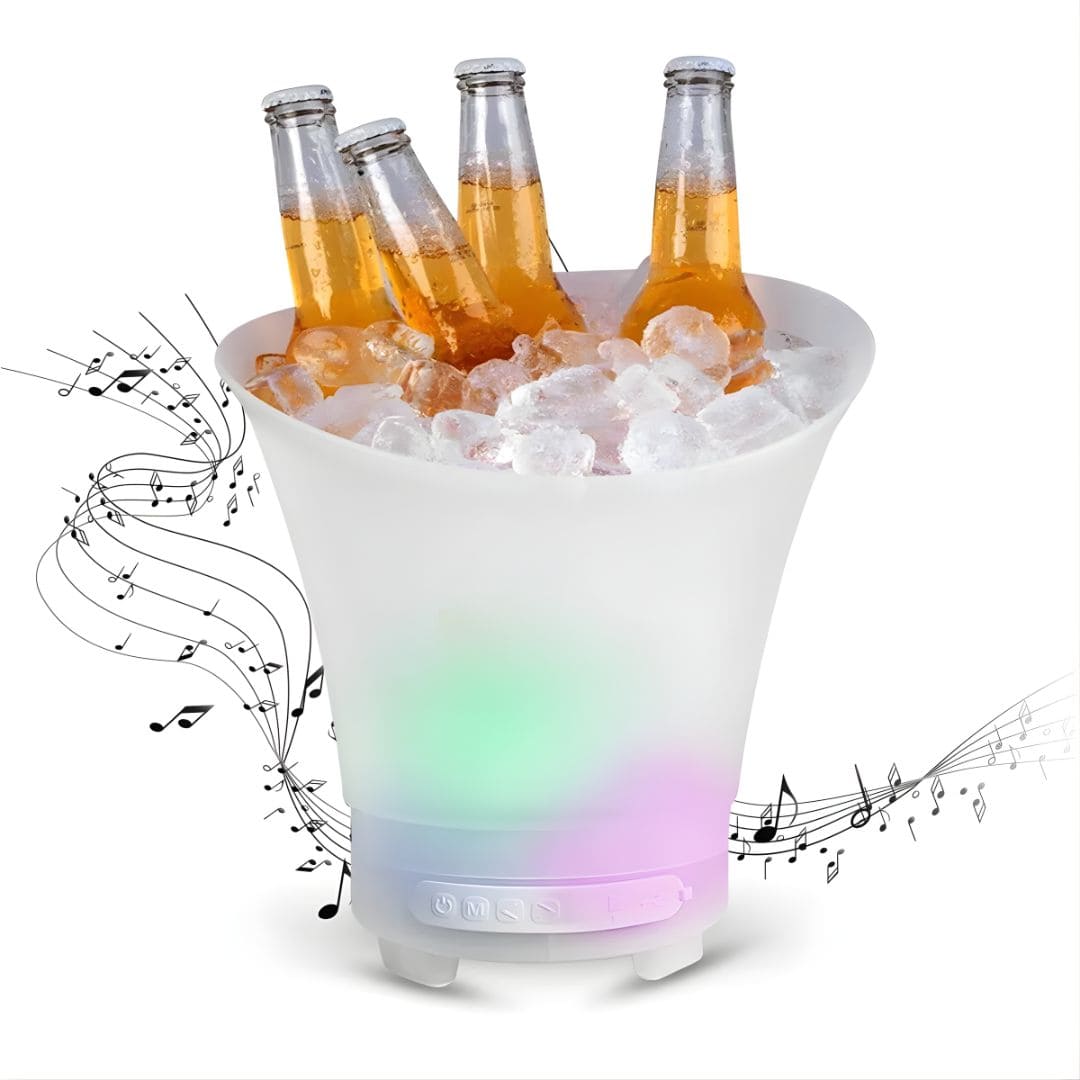 Hielera con Parlante 2 en 1 (5L): bebidas frías + música con luces RGB para armar el ambiente donde sea