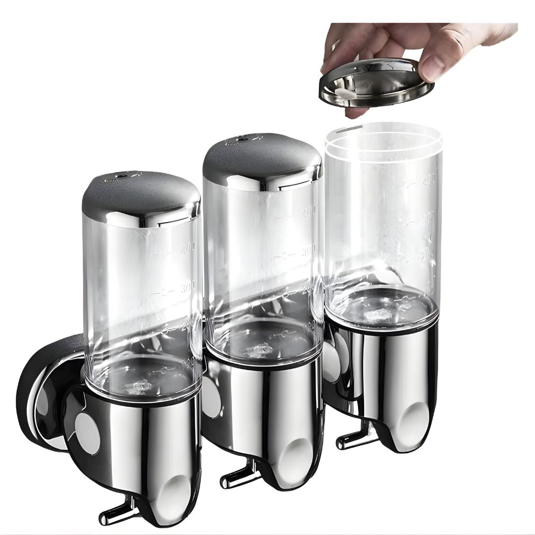 Dispensador Triple de Pared – Orden y Estilo en tu Baño o Cocina