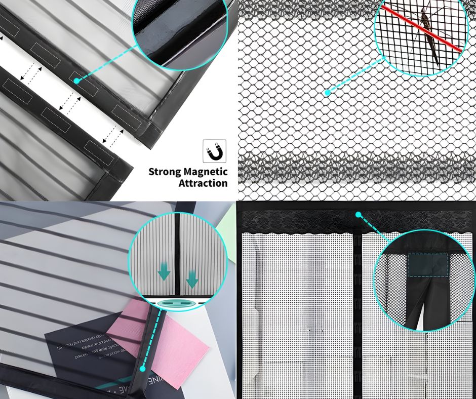 Mosquitera para Ventanas: entra aire fresco, se reduce la entrada de insectos (malla negra recortable)