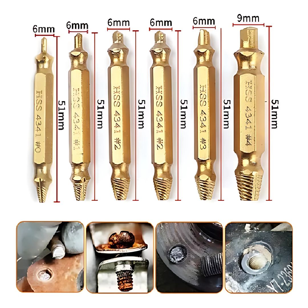 Extractor de Tornillos 6 en 1 – Quita cualquier tornillo en segundos