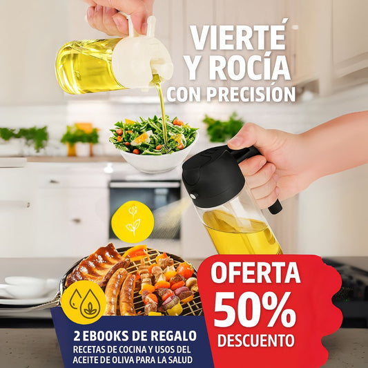 Botella de Aceite 2 en 1 – Spray y Vertido con Control Total 👩‍🍳✨