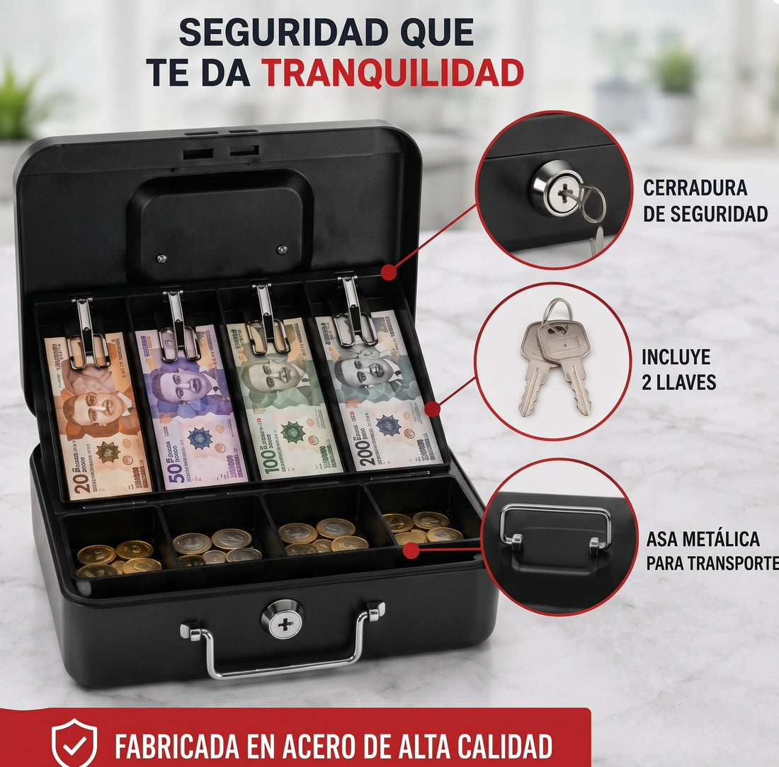 Caja de seguridad para monedas y billetes